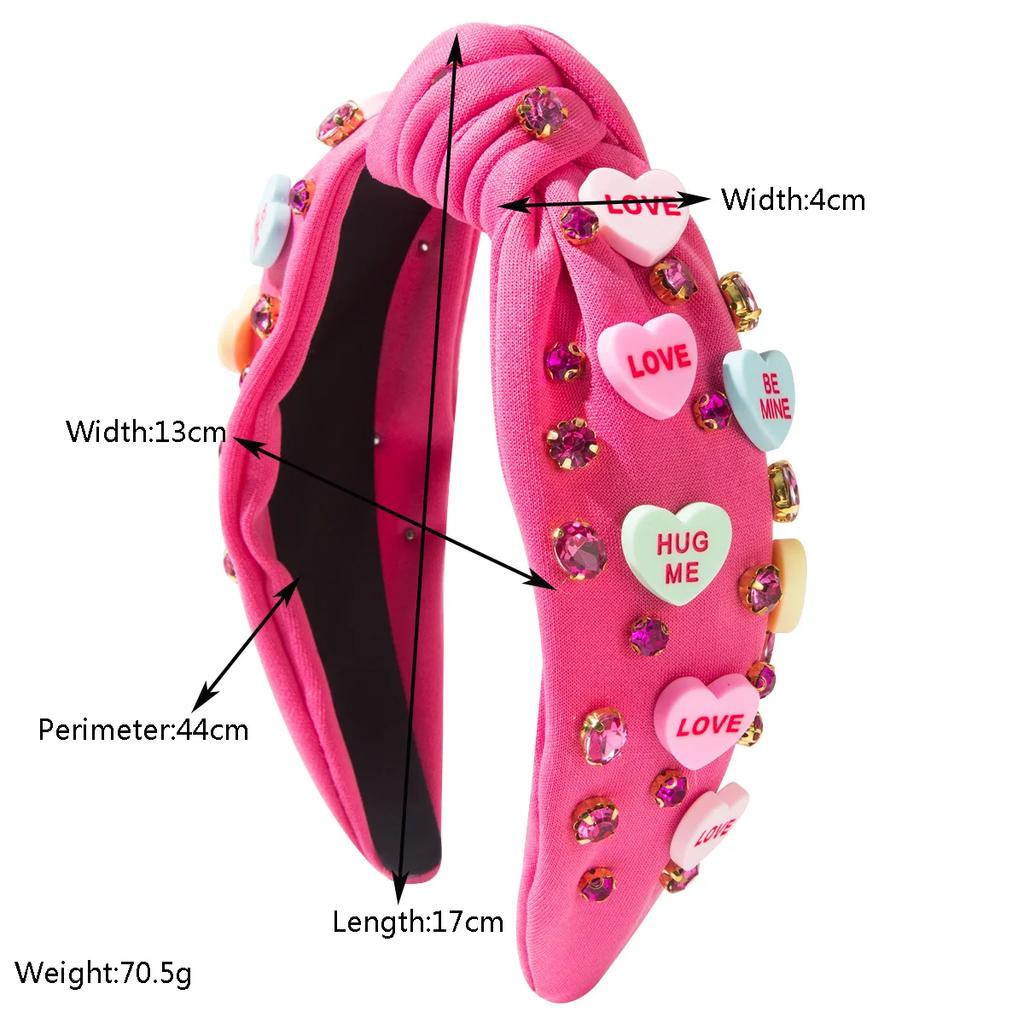 New Hot-selling Valentine's Day Heart-shaped Letter Headband Hand-knotted Diamond-encrusted Hair Accessories Hairpin