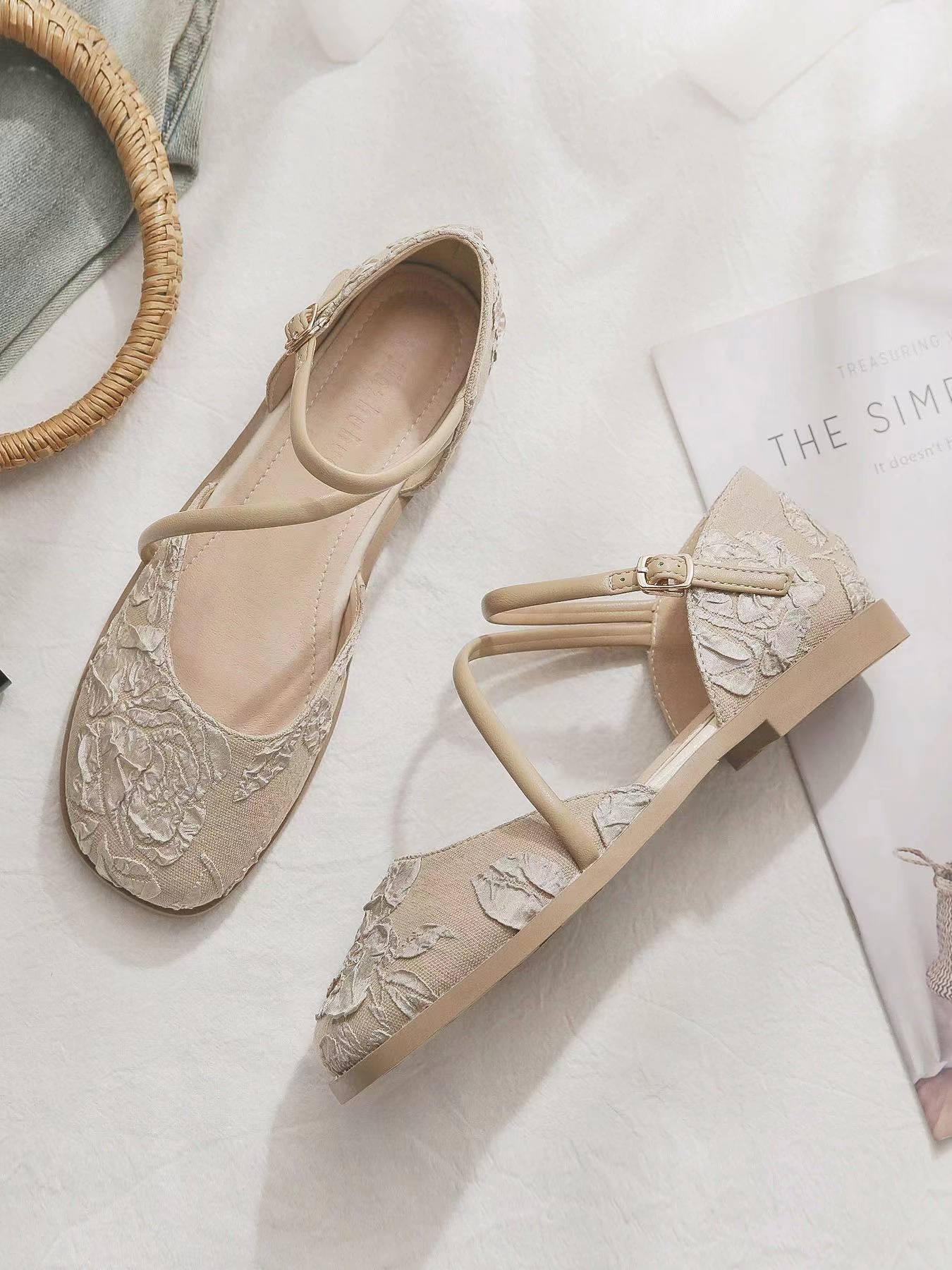 

Модная винтажная литературная обувь Мэри Джейн, женская, 2025, новая весенняя, с юбкой, новая китайская женская, нежная обувь, сандалии женские 40 абрикосовый