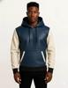 Men's Classic Jacket Handmade Hoodie Navy Blue Lambskin Leather Genuine Biker