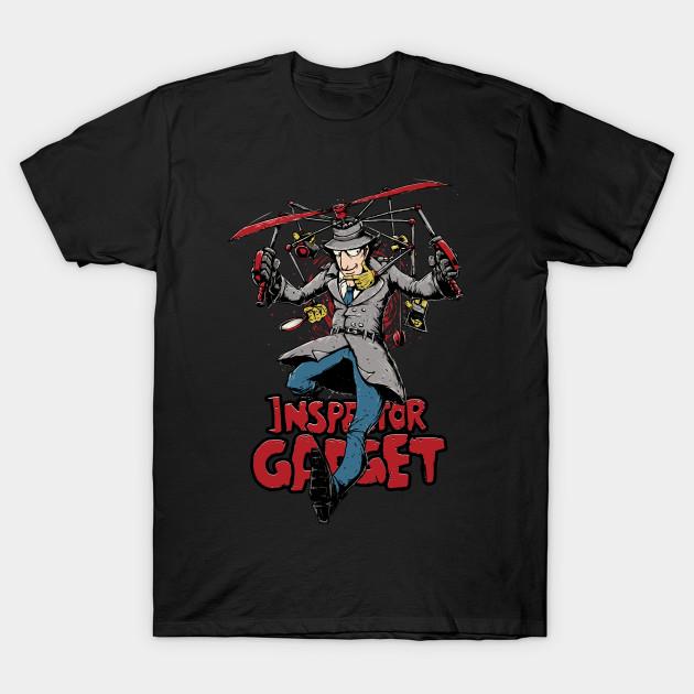

Men Black Print T-shirt Inspector Gadget No-Cut Transfer Paper Print Cotton Tshirt M чёрный