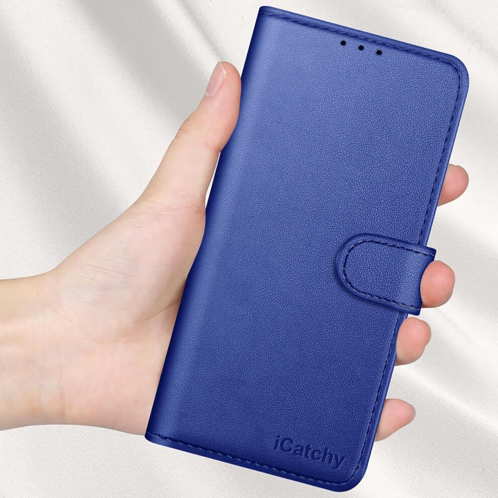 (Blue) Motorola G57 Power with 4 Card Slots Leather Wallet Flip Phone Cover