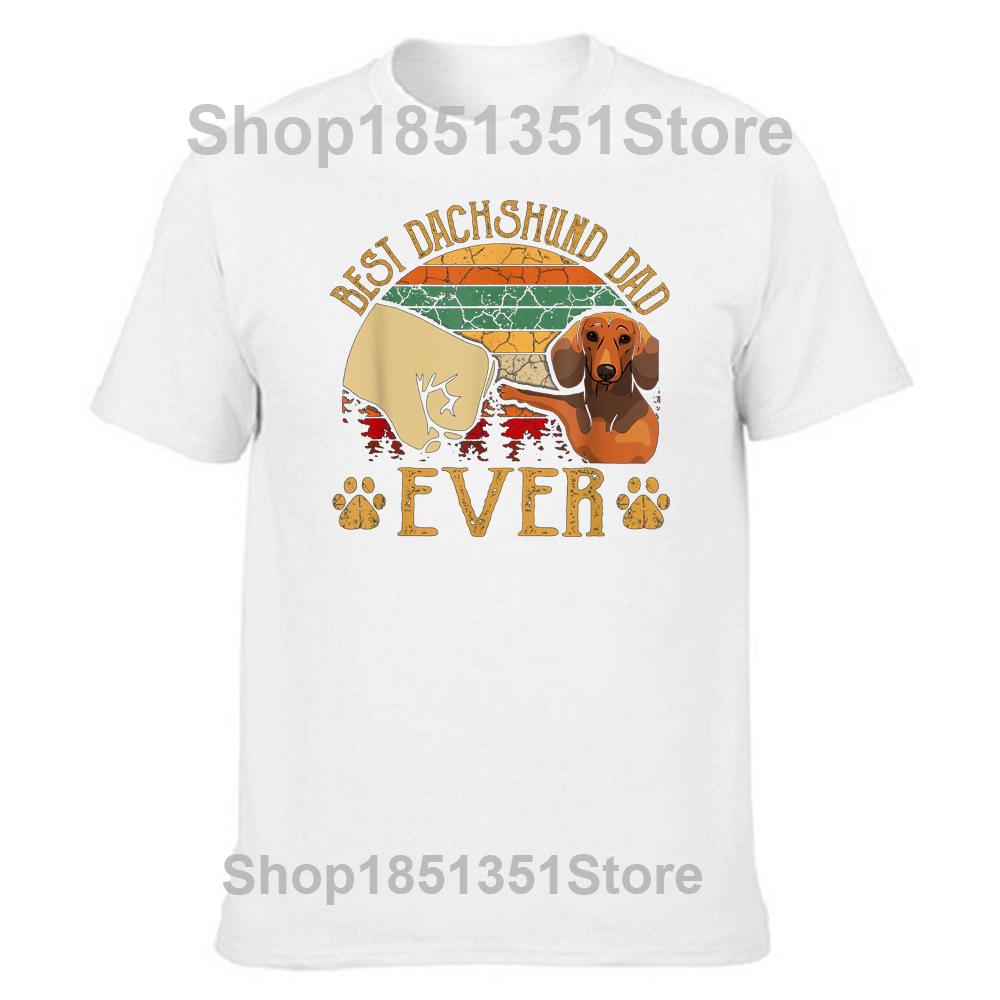 Funny Retro Vintage Best Dachshund Dad Ever T Shirts Graphic Cotton Streetwear Birthday Gifts Summer Style Tshirt Mens Clothing S