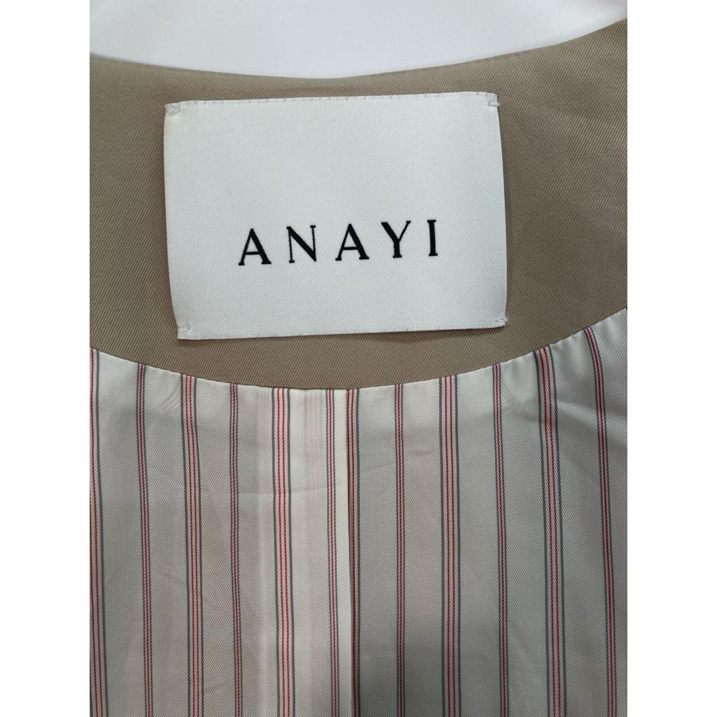 ANAYI 21 Year Old Beige Cotton Hasui Gabardine Crew Coat Coat 34 beigeUsed