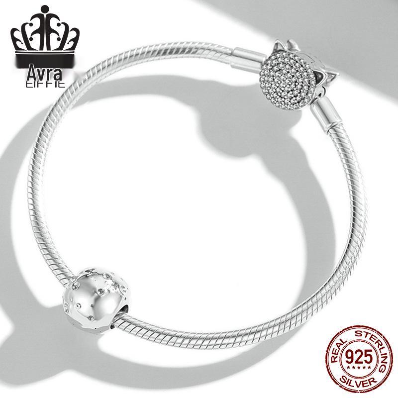 S925 Sterling Silver Moon and Star Beads Bracelet - DIY European Style