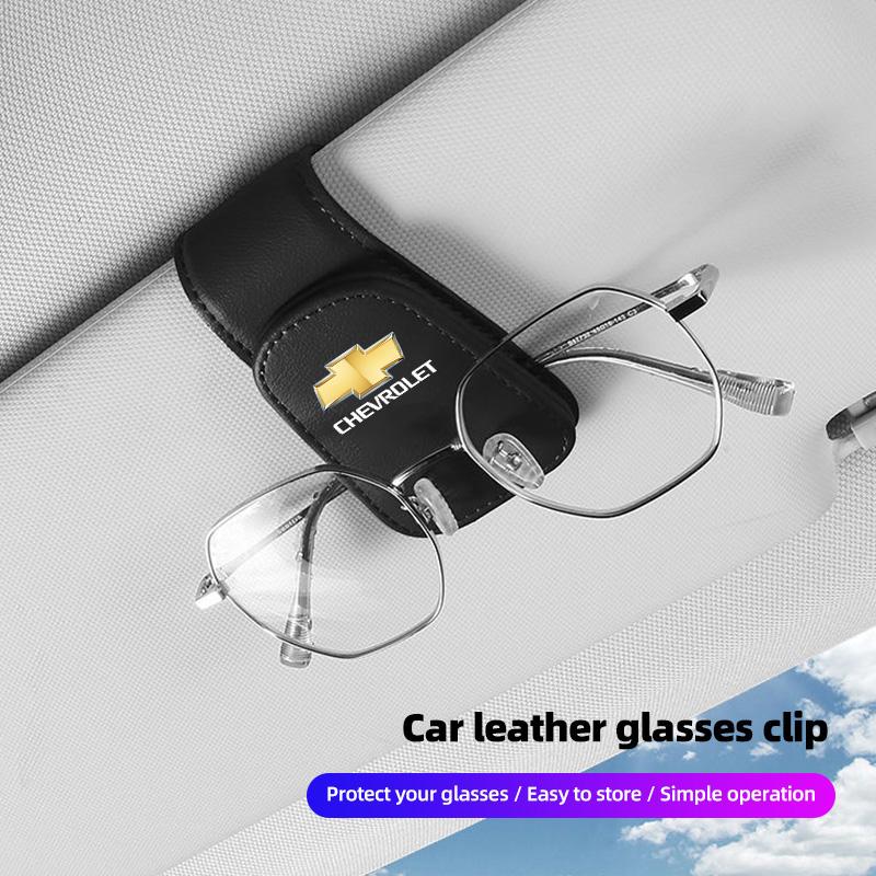 Car Leather Glasses Clip Sun Visor Ticket Card Storage Clamp For Chevrolet Cruze Malibu Colorado Suburban Equinox Blazer Trax