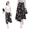 Plus-Size Ink Painting High-Waist A-Line Ice Silk Skirt Pants - Thin, Loose, Versatile Style for Women