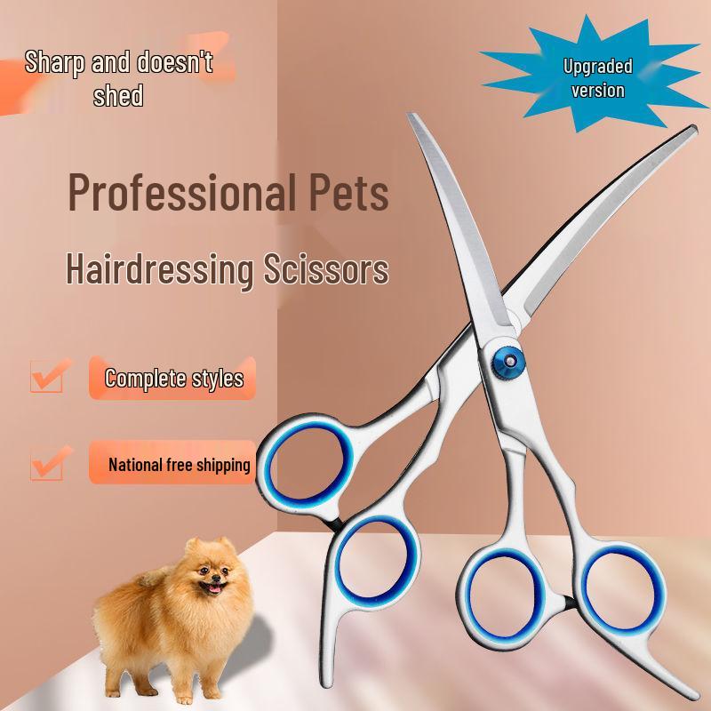 Professional Pet Grooming Scissors Set: Curved Trimming Shears for Dog Hair & Teddy Cuts