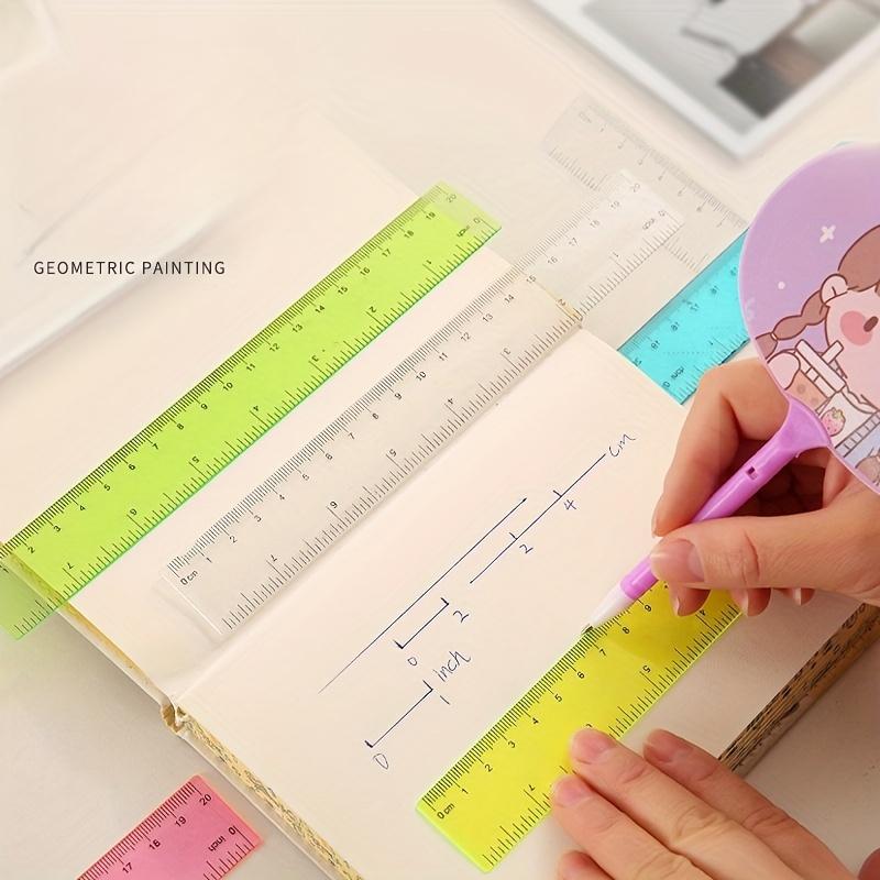 5pcs Transparent Plastic Rulers Precise 8-Inch Measuring Tools Students Office Home Easy-to-Read Space-Saving Design