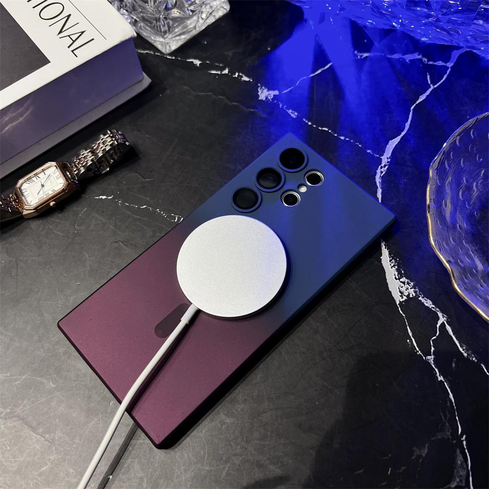 Magnetic Wireless Charge Gradient Case For Samsung Galaxy S25 S24 S23 S22 S21 S20 Plus Ultra For Magsafe Liquid Silicone Cover