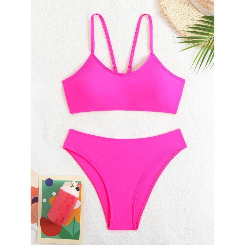 Maillots de bain femme sexy 2025 Maillots de bain d'été Bikinis femme pour femme Deux pièces Vêtements de plage Ensemble de bikinis couleur unie Maillot de bain