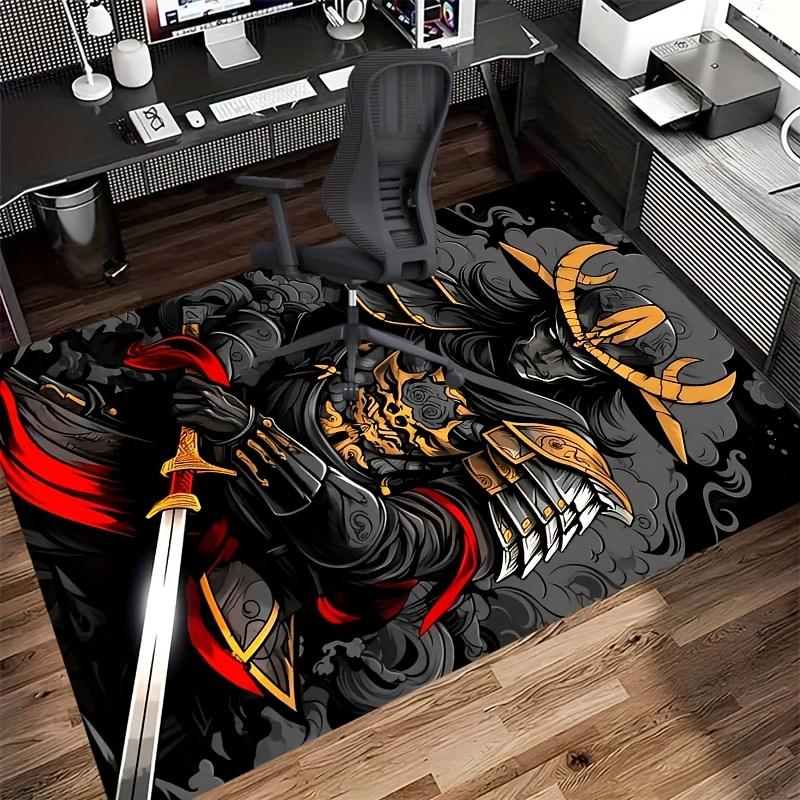 Retro Samurai Pattern Print Rug - Durable Stylish Mat for Desk Coffee Table Hallway, Japanese Themed Home Decor