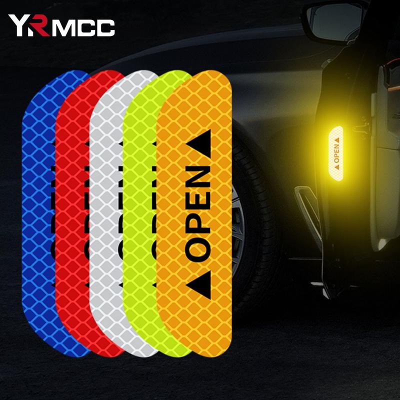 

4PCS Reflective Car Door Sticker Safety Opening Warning Reflector Tape Decal Car Accessories Exterior Interior Reflector Sticker 4PCS Silver