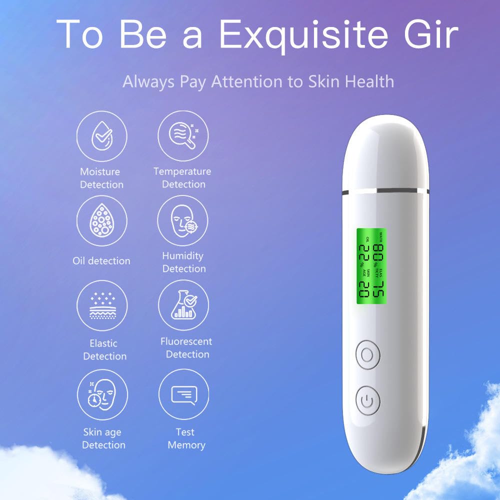 LCD Skin Oil Content Facial Moisture Analyzer Skin Care Tool for Radiant Skin, Digital Moisture Tester Monitoring Skin Health and Beauty Needs