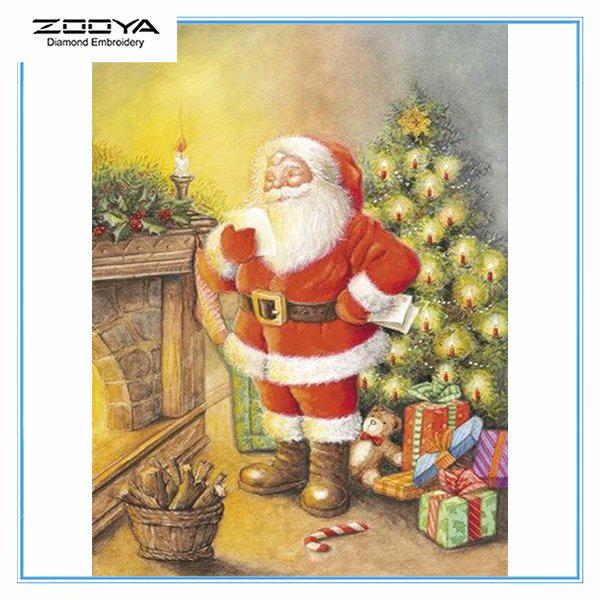 

ZOOYA Diy 5d Круглая / квадратная мозаика Живопись Алмазная вышивка Живопись Рождественская серия Вышивка крестиком Домашнее украшение
