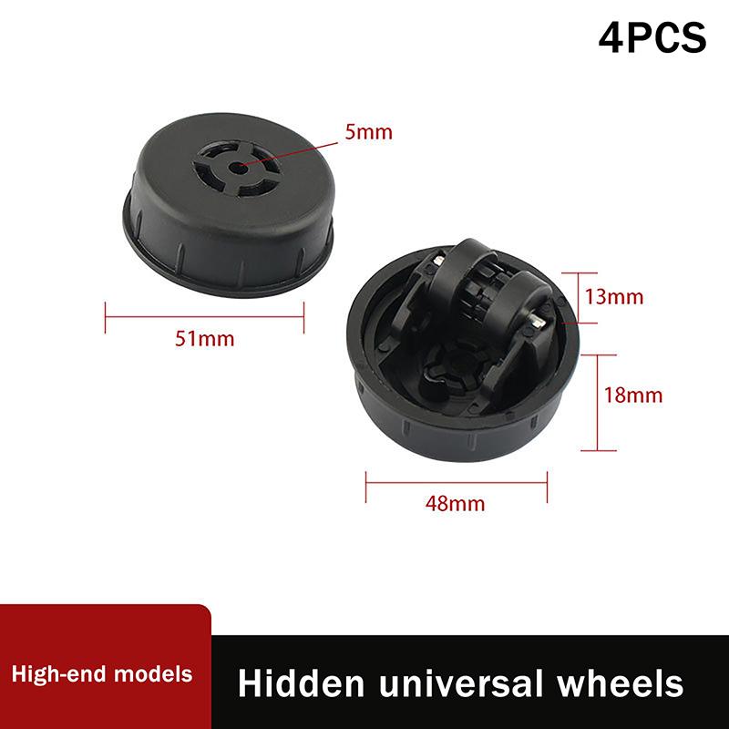 4 szt. Niewidoczne Uniwersalne Kółko Rowkowe Obrót 360 Stopni Kółko Gładkie Ciche Do Mebli Domowych i Biurowych Spód Przesuwane
