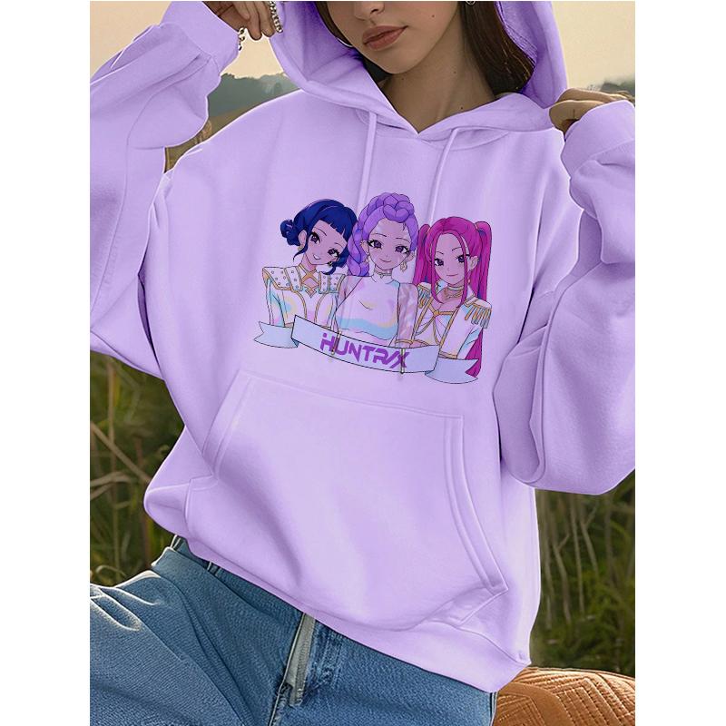 Kpop Demon Hunters Tiger Pocket Hoodies Manga Harajuku Hoody Hooded Women's Autumn Winter Sweatshirts Girls Pullovers Clothes