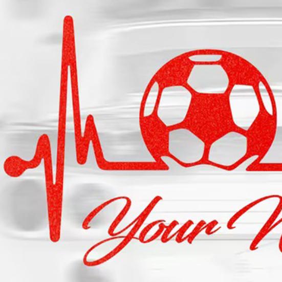 Heartbeat Soccer Ball Car Sticker for Vehicle Sporty Vinyl Decal for Motorcycle Waterproof Scratch Cover for Bumper