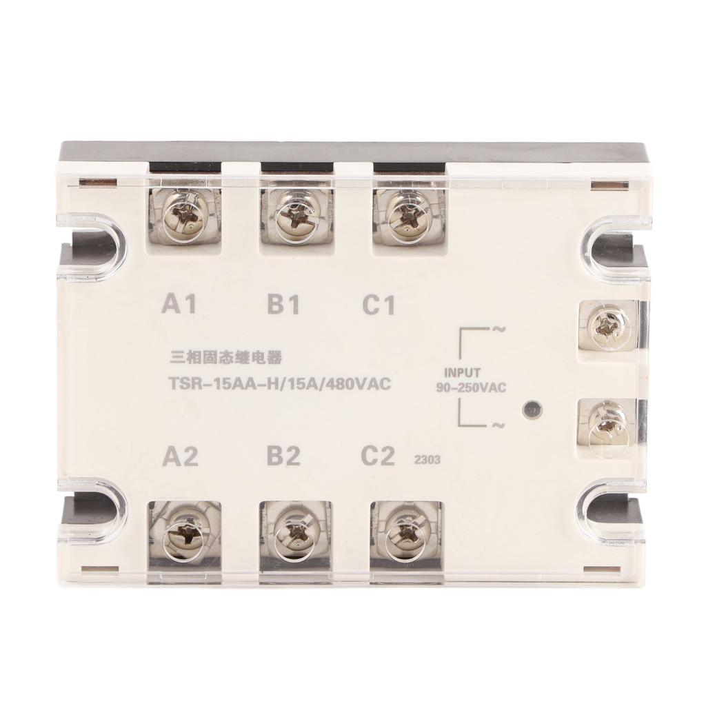 3 Phase Solid State Relay Fast Switching Speed Noise Free AC To AC SSR 90‑250VAC To 24‑480VAC TSR 15AA H (15A)