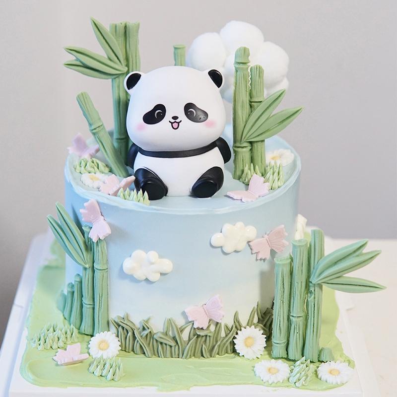 Panda LED Night Light Living Room Cute Panda Plastic Lamp Bedside Decor Creative Kids Night Light Birthday Gift Cake Decor