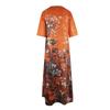 Ladies Casual Printed Long Dress V Neck Mid Waist Pullover Oversized Dress
