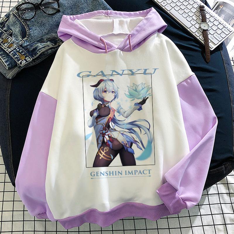 Hoodies Game Genshin Impact Splicing Women 3D Long Sleeve Couple Sweatshirt Pullover Cosplay Oversized Girls Hoodie