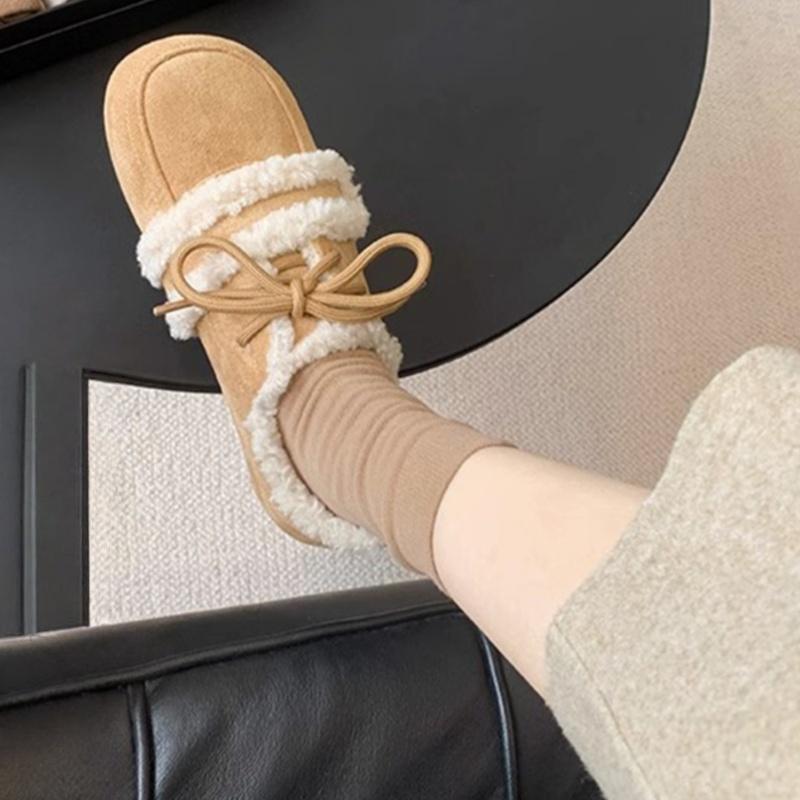 Women's Flats Warm Shoes Winter Fashion New Concise Short Plush Soft Shoes Solid Color Women Cotton Shoes