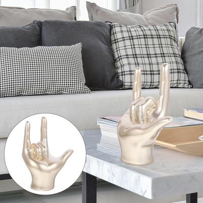 I Love You Hand Gesture Statue Resin Rock and Roll Hand Sign Gesture Hand Sculpture Valentines Day for Cool Music Room Dining Bookshelf Aesthetic