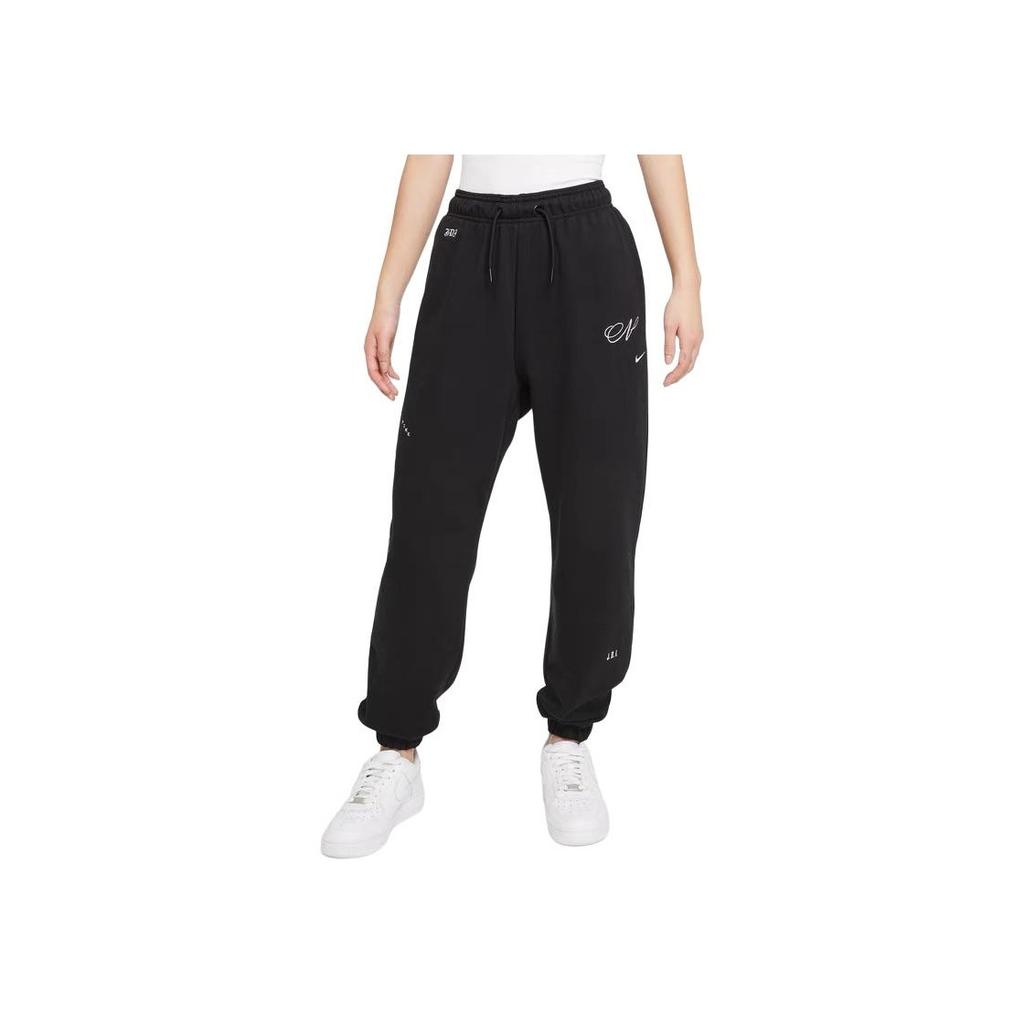 Nike Breathable Cuffed Lace-Up Casual Knit Sports Pants Women pants Black DR6228-010