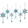 6 Pcs Acrylic Crystal Christmas Ornament Sparkling Clear Snowflake Hanging Ornaments with Drop Pendants for Winter Chandelier Xmas