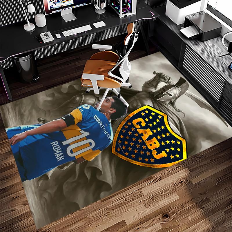 1pc Club Atlético Boca Juniors Print Area Rug - Soft,Washable Non-Slip Indoor Mat for Office Chairs,Living Room,Home Office Decorative Rug