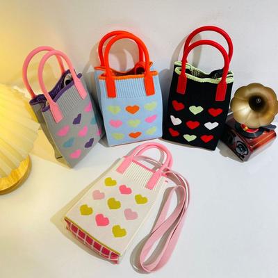 Candy Color Knitted Women's Shoulder Niche Design Diagonal Bag Female Mini Phone Bag Woven Small Shopper Handbag
