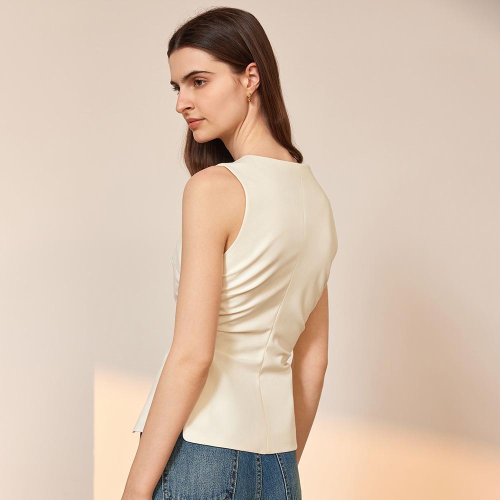 Waiwaiaiem Yy_Pleated Summer Suit Sleeveless Top
