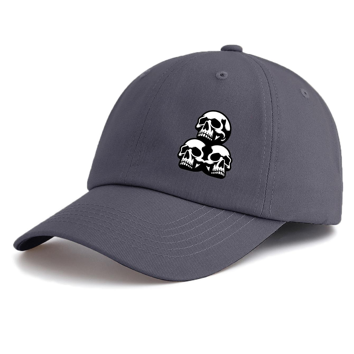 

1pc Skull Print Baseball Cap for Adults, Minimalist Retro Style Casual Soft Adjustable Dad Hat, Perfect As Gift серый