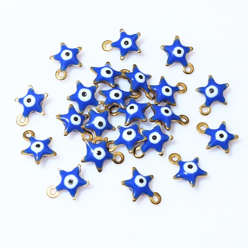 20pcs 10x8.5mm Enamel Evil Eyes Star Charms Pendant Stainless Steel DIY Jewelry Making Accessories Findings Bracelet Earrings