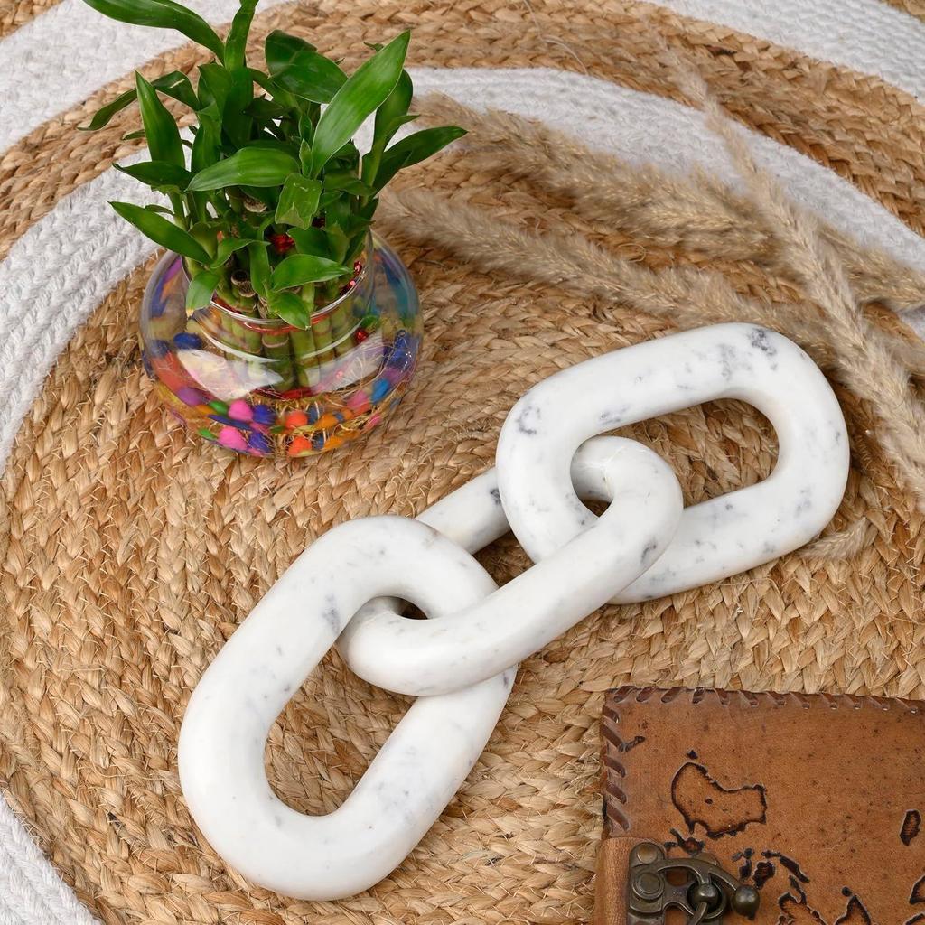 Elegante Nodo a Catena in Marmo- Moderni Oggetti Decorativi da Tavolino da Caffè- Decorazioni per la Casa da Libreria, Decorazioni da Tavolo per Soggiorno