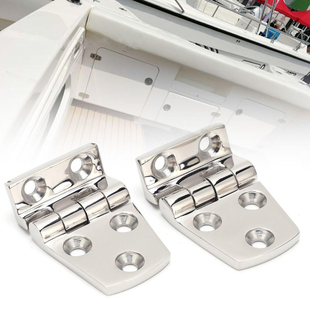 2 PCS 316 Stainless Steel Marine Offset Hinge Mirror Polished 2-1/5" x 1-1/2" Boat Shortside Hinge Offset Short Side Design