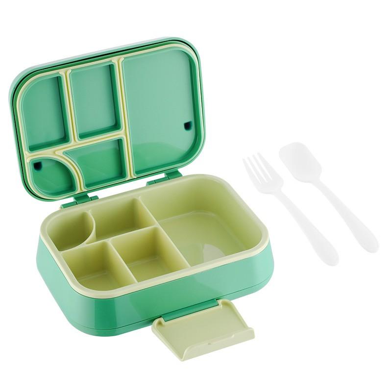 Microwave-Safe Bento Box Kids Students Lunch Container 5-Compartment Plastic Food Storage With Handle Leakproof