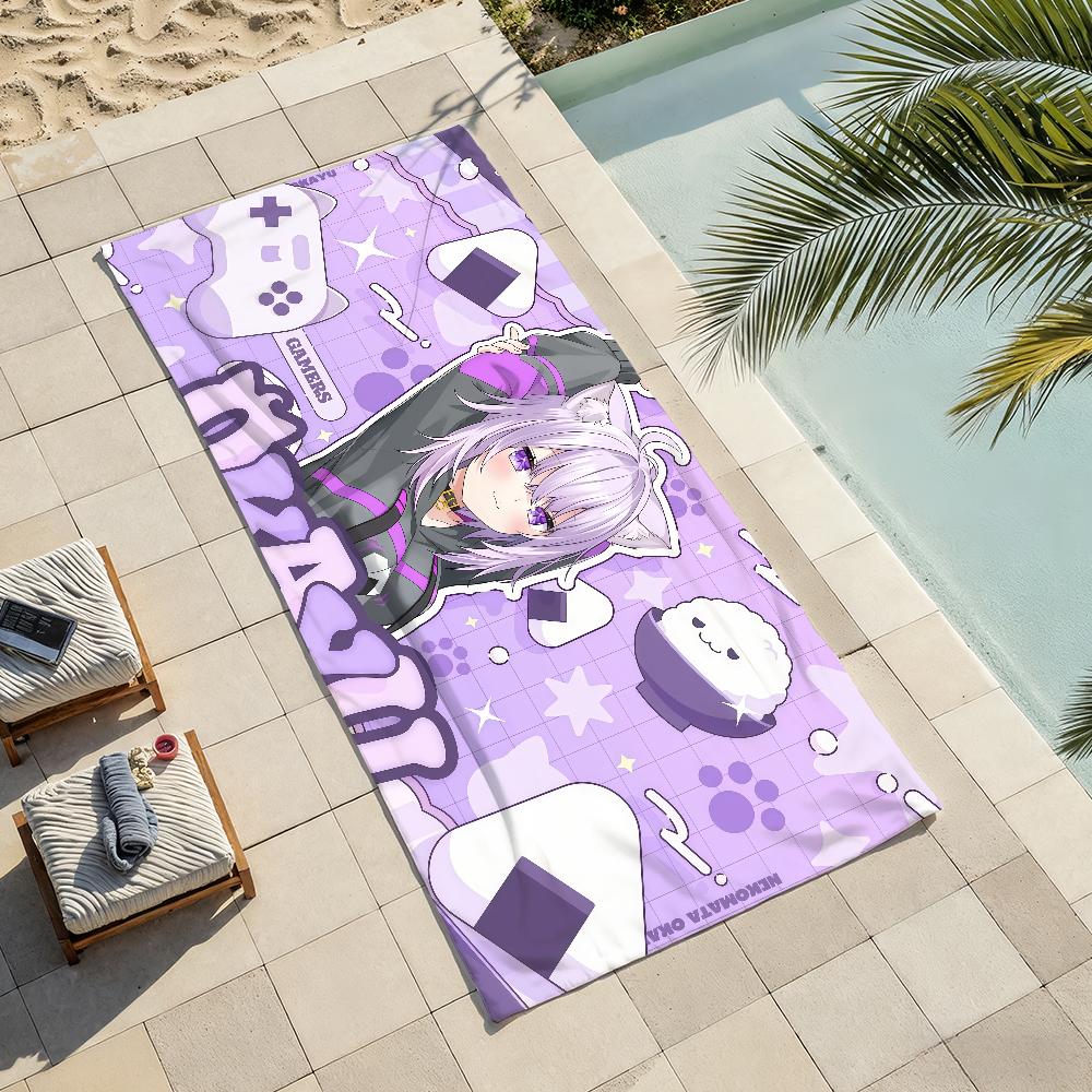 Singer N-Nekomata O-Okayu Vtuber Towel Soft Lightweight Anti-Sand Large Beach Towel Quick-Drying Bath Sports Family