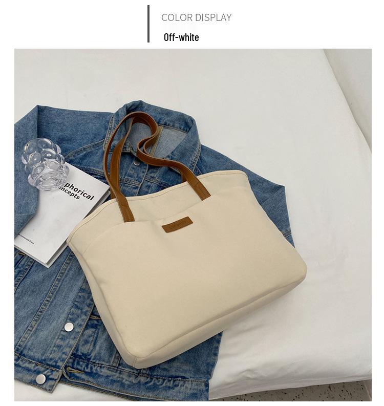 Dámská minimalistická velká taška - Vícekomorová kabelka přes rameno do ruky, Nové letní plátno na dojíždění