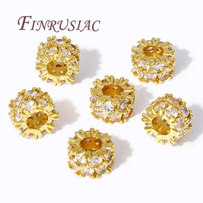 Separators For Beads 18K Gold Plated Zircon Crystal Beads For DIY,Round Spacer Beads Accessories,DIY Bracelets Jewelry Making