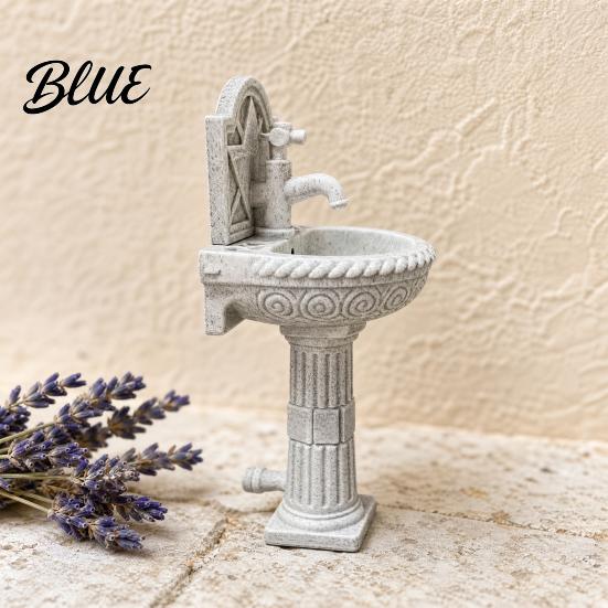 Cabin Scenery Miniature Pedestal Round Sink Vintage Model Decor Bathroom Roman Column Retro Style Dollhouse Furniture Accessory Wash Basin