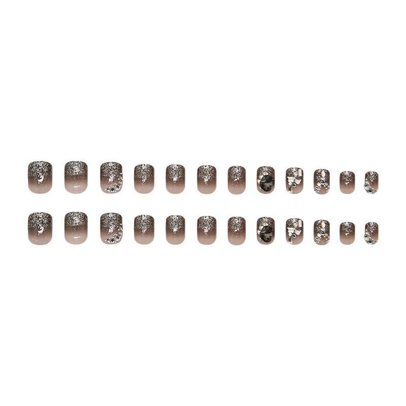 Obsidian Galaxy Black Diamond Press-On Nails: Luxury Reusable Stickers with a Radiant Starry Sky Design.