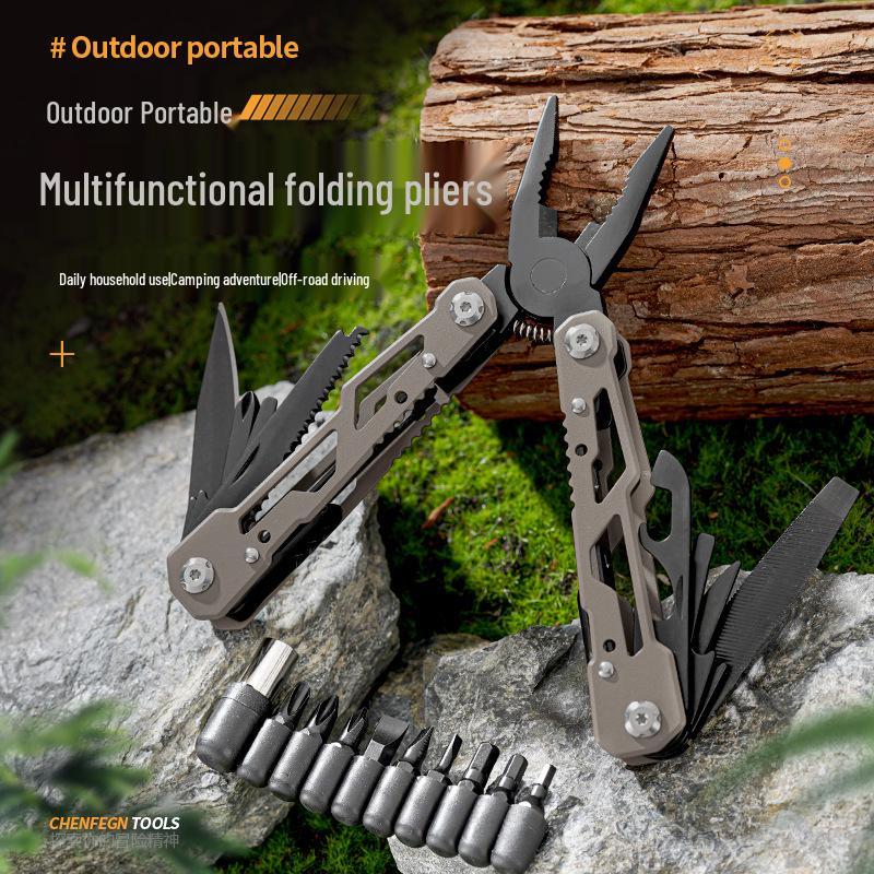 Tragbare klappbare Edelstahl-Multitool-Zange mit Kombi-Bits