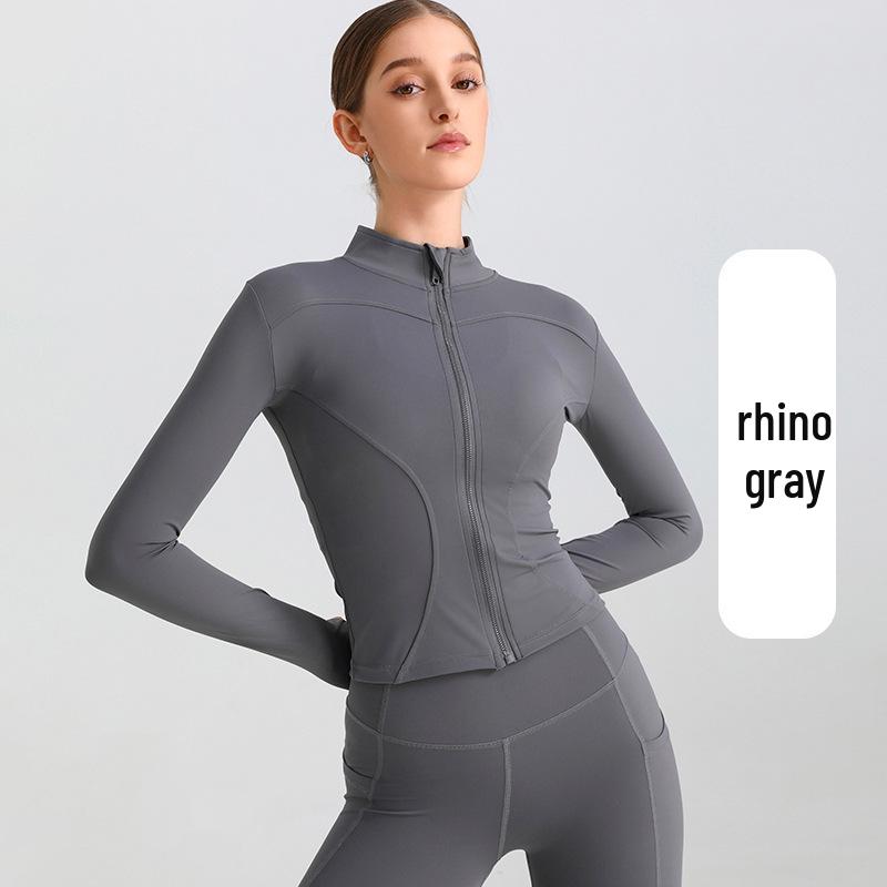 European & American Zipper Yoga Jacket - Quick-Drying, Slimming, Long Sleeve Fitness Top for Women