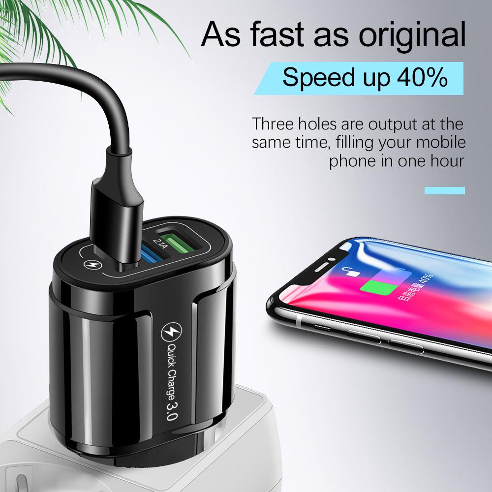 European QC3.0 Dual USB & 3USB Fast Charger Adapter, Multi-Port UK Standard Charging Head.