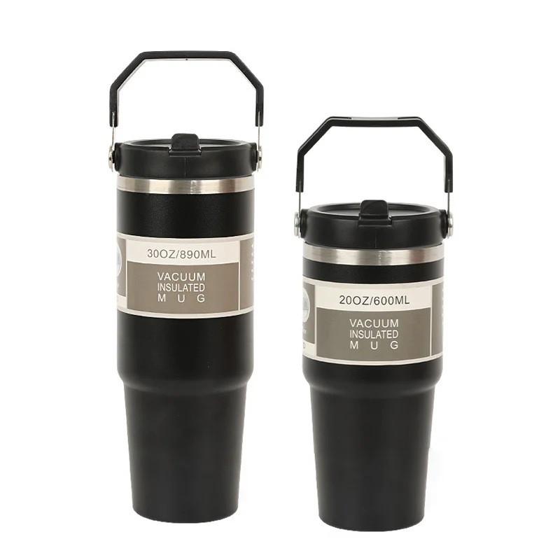 20oz 30oz Stainless Steel Vacuum Insulated Travel Mug With Handle Straw Car Office Home Use