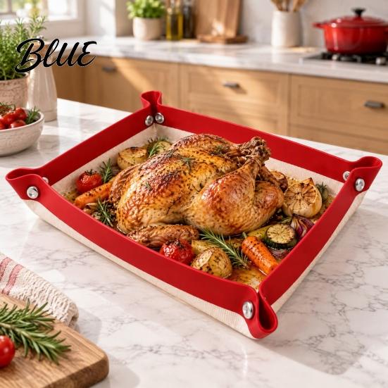 Convertible Grill Pan Mat Silicone Baking with Corner Clips Reusable Pastry Rolling Dishwasher Safe Roasting Mat Kitchen Countertop Protector