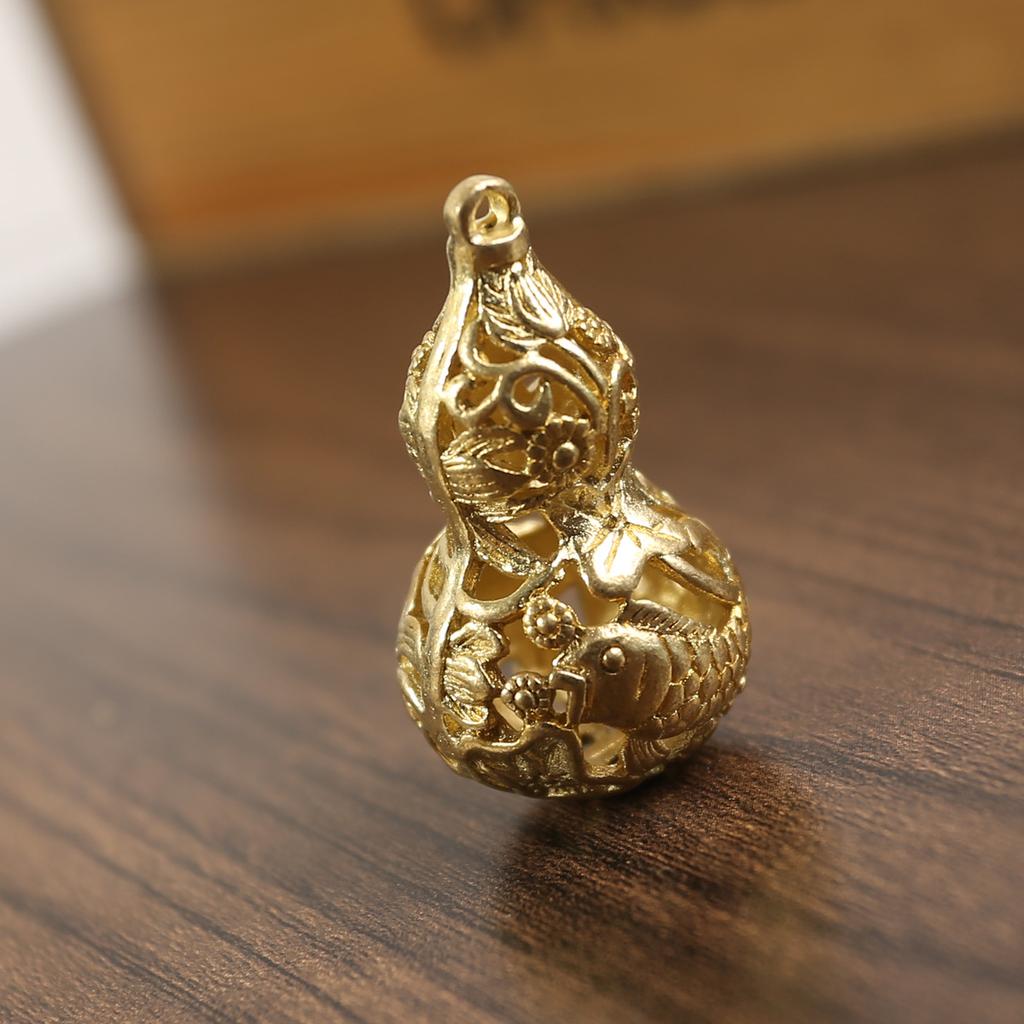 Brass Two-color Primary Color Hollow Pisces Gourd Key Car Pendant Pendant Ring Stall Explosion Unisex
