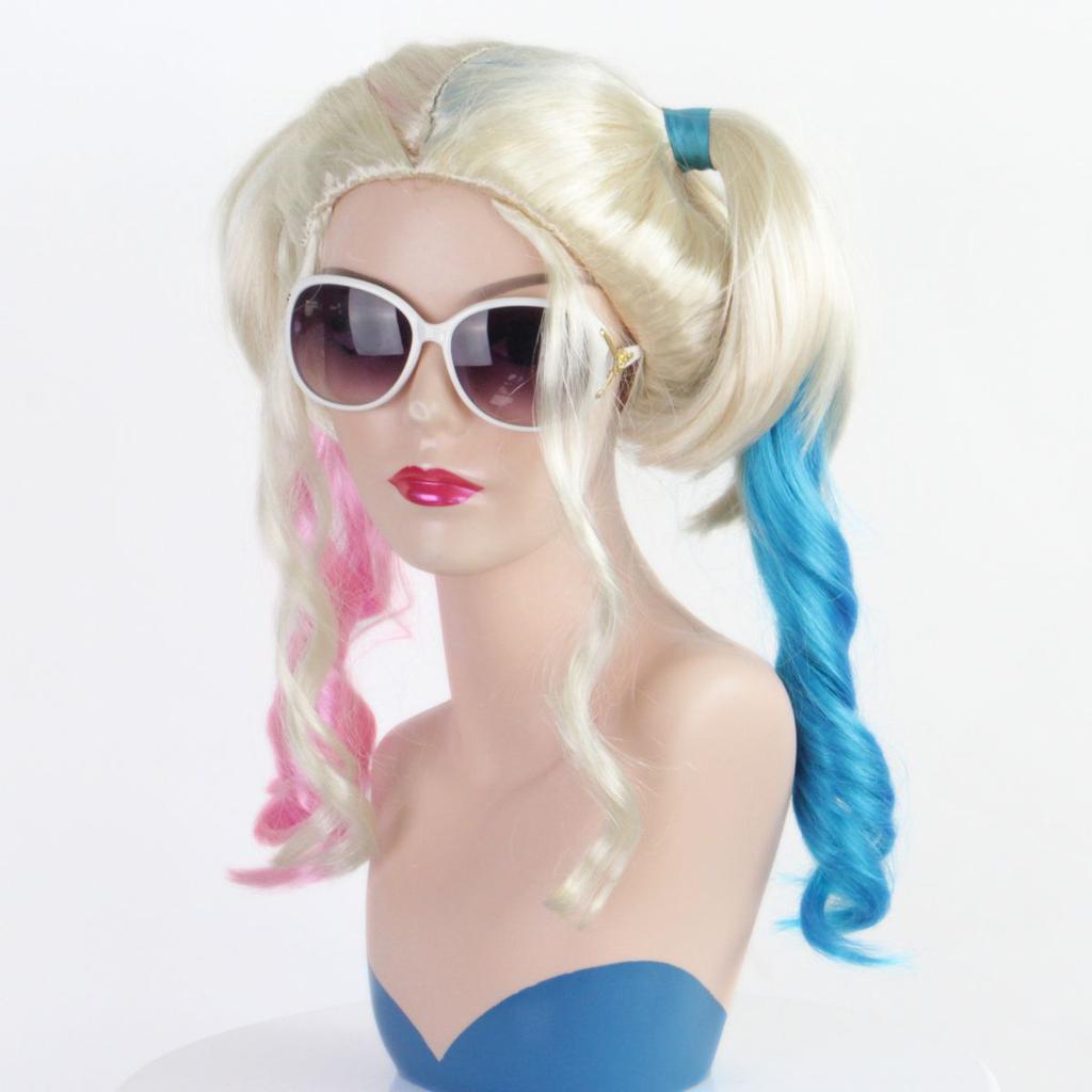 Filmová postava Harley Quinn cosplay Vysoce kvalitní syntetický paruka První apríl Halloween Vánoce