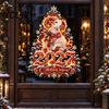 Double Sided Glass Decorations 2027 New Year Flame Goat Static Sticker, PVC Zodiac Sheep Window Cling with Pine Branches Red Berries and Adhesive Free